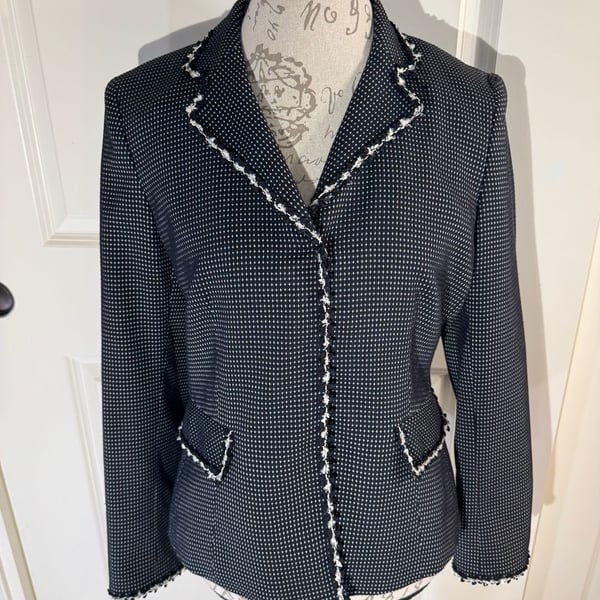 Nipon Boutique Black and White Tweed Blazer Size 10