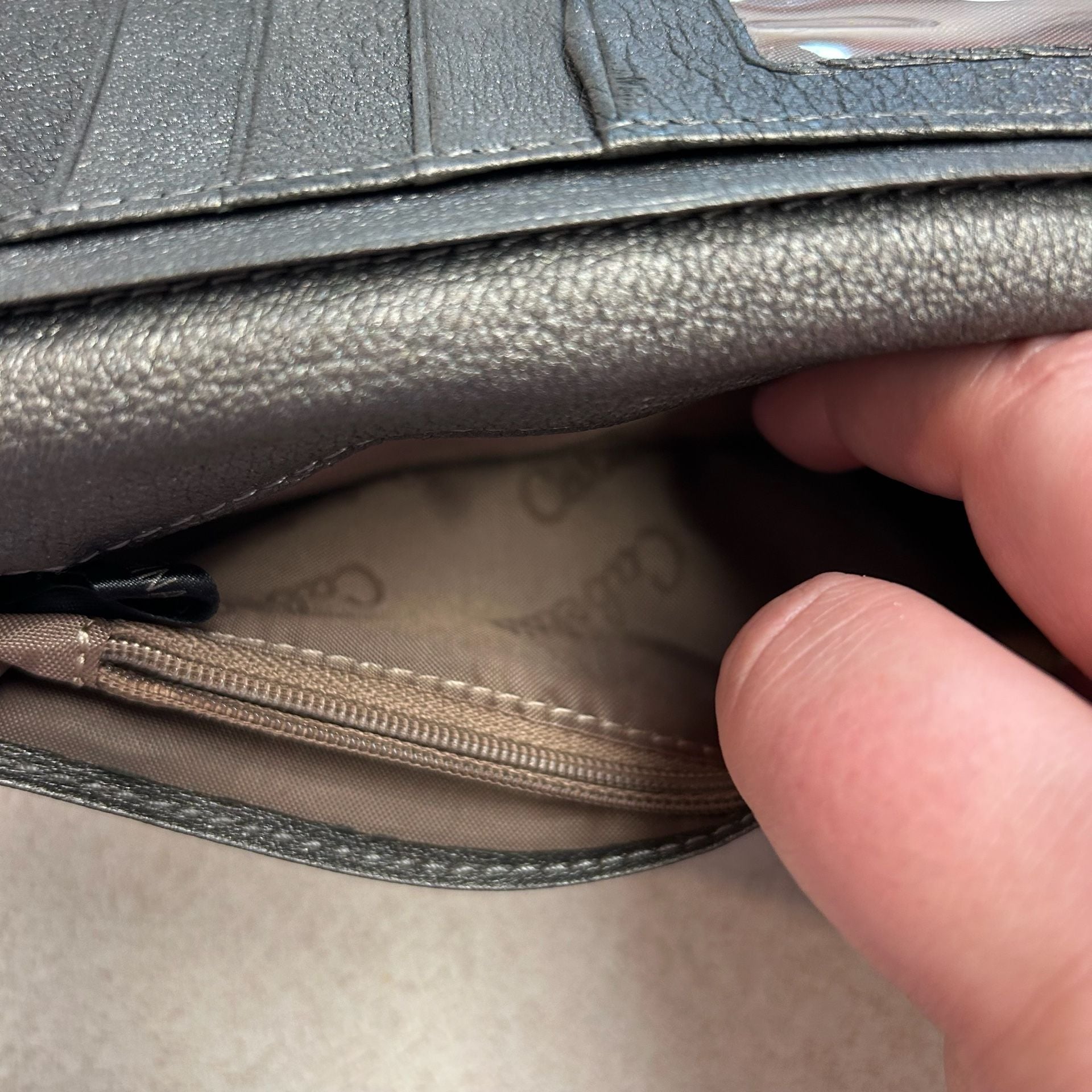 Cabela's 30-30 Win Metallic Leather Trifold Wallet 8