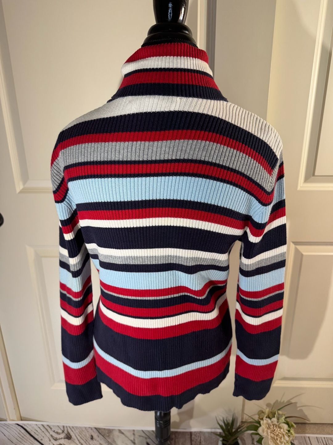 Tommy Hilfiger Jeans Striped Ribbed Turtleneck Sweater XL 3