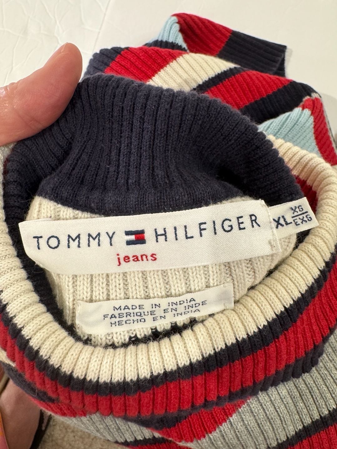 Tommy Hilfiger Jeans Striped Ribbed Turtleneck Sweater XL 4
