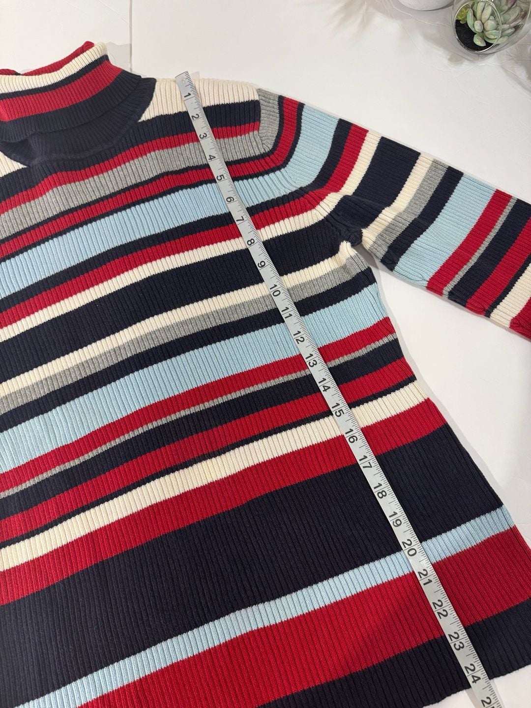 Tommy Hilfiger Jeans Striped Ribbed Turtleneck Sweater XL 5