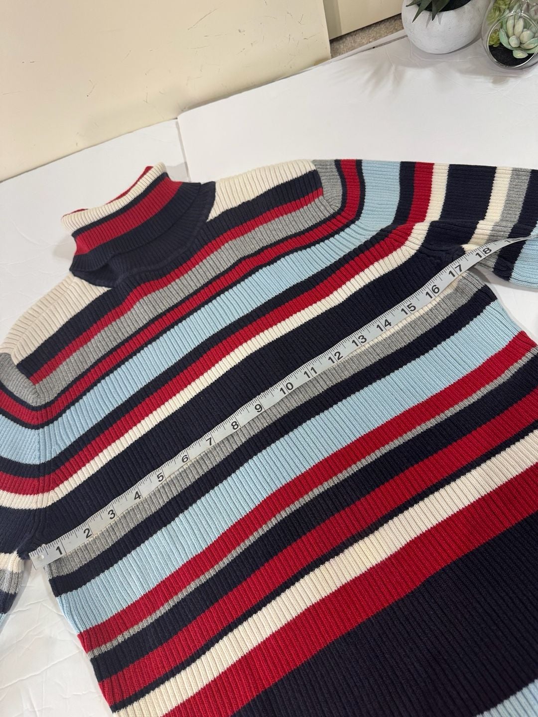 Tommy Hilfiger Jeans Striped Ribbed Turtleneck Sweater XL 6