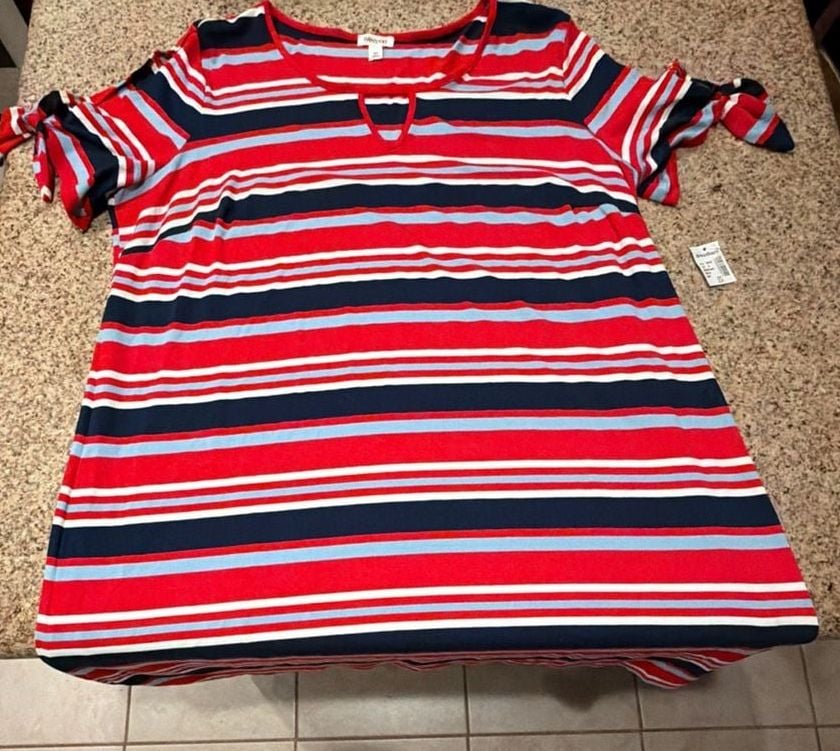 Westport 2X Red Navy Stripe Dress Fourth of July- New 2