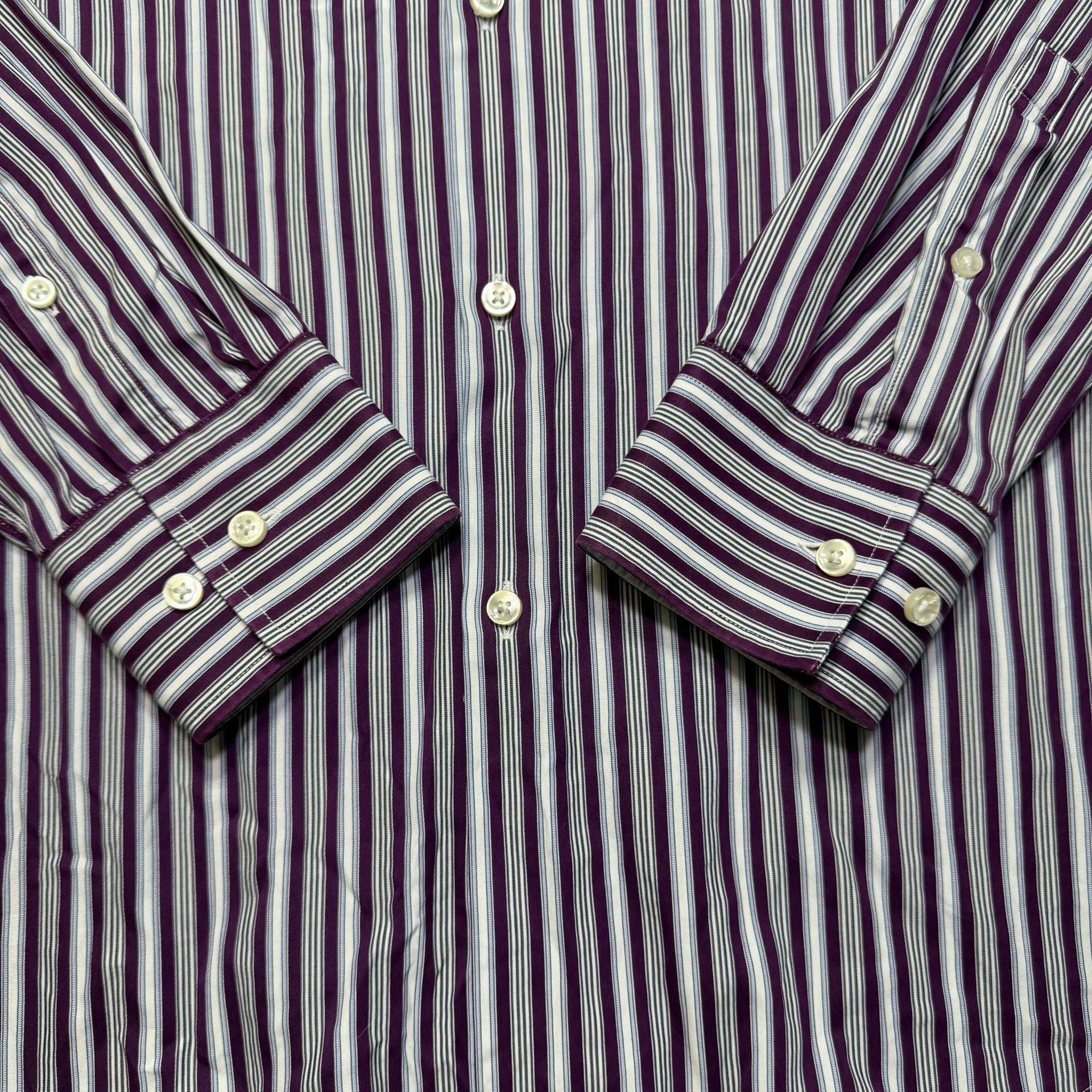 BOSS Hugo Boss Slim Fit Two Ply Striped Dress Shirt Size 16/41 6