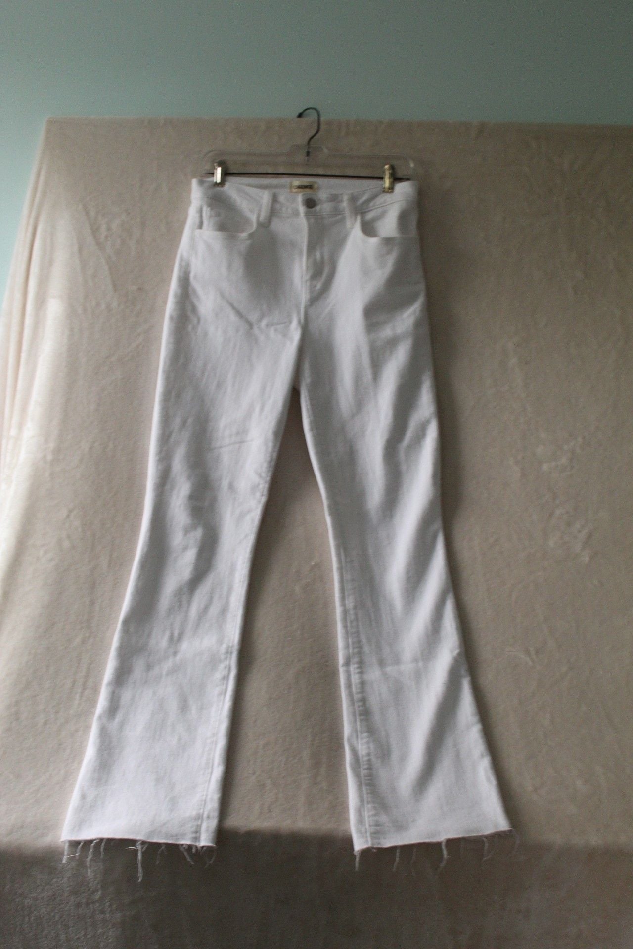 L'AGENCE White Raw Hem Flare Jeans Size 29 2