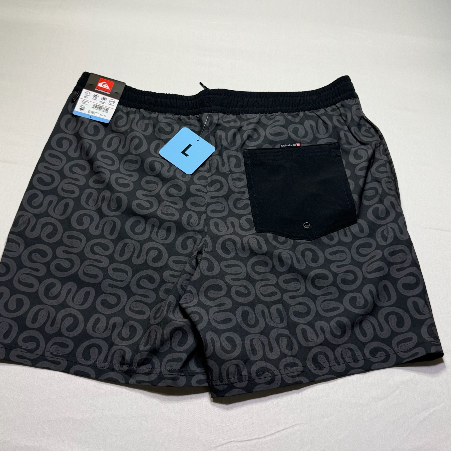 Quiksilver Men's Swim Trunk XL Black Patterned 5