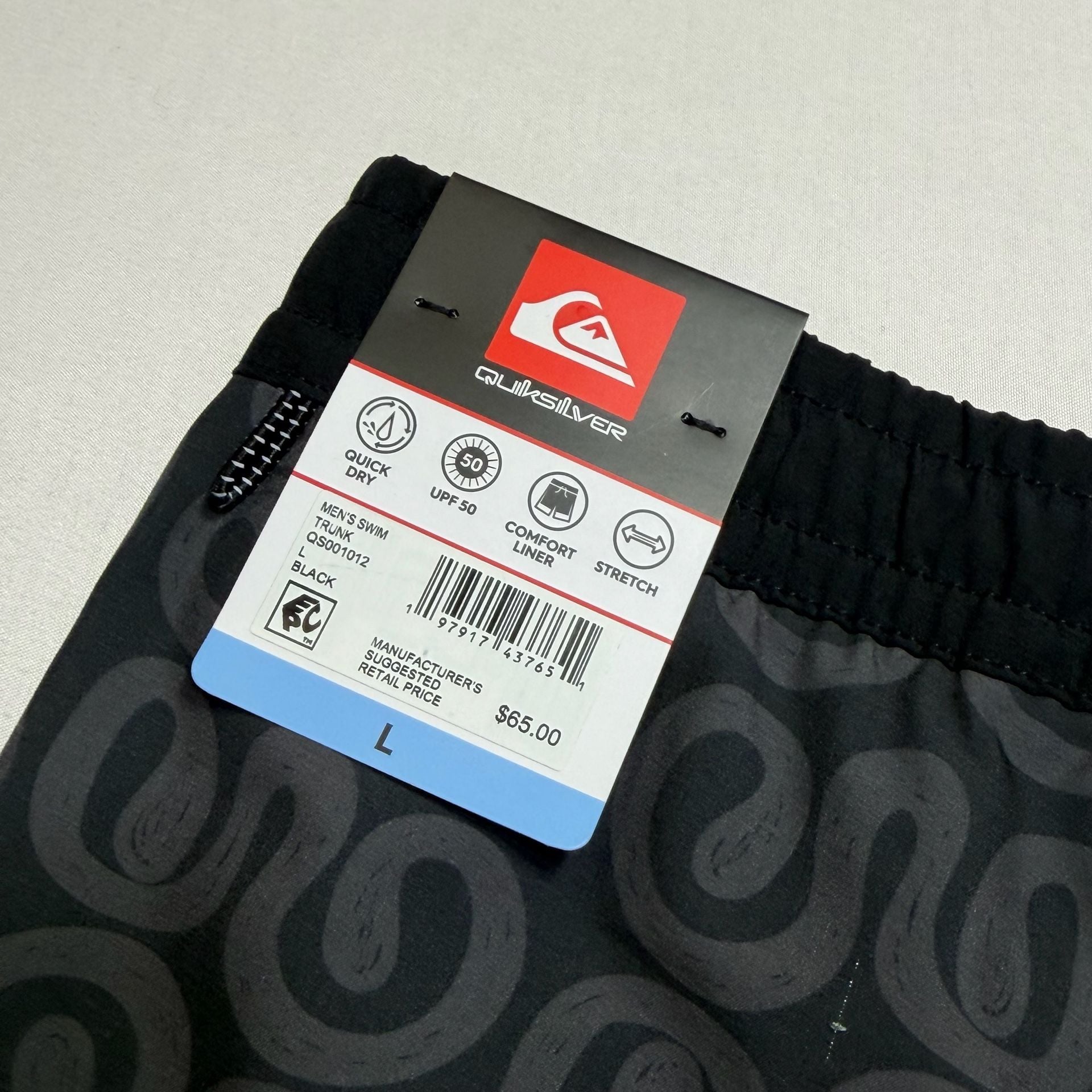 Quiksilver Men's Swim Trunk XL Black Patterned 6
