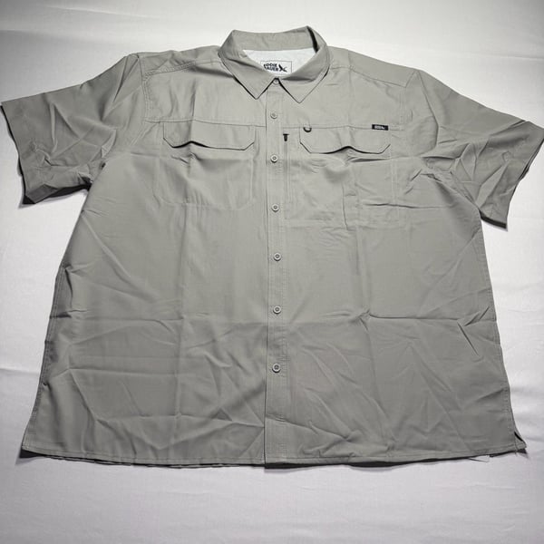 Eddie Bauer Woven Tech Shirt Short Sleeve Grey Size XXL