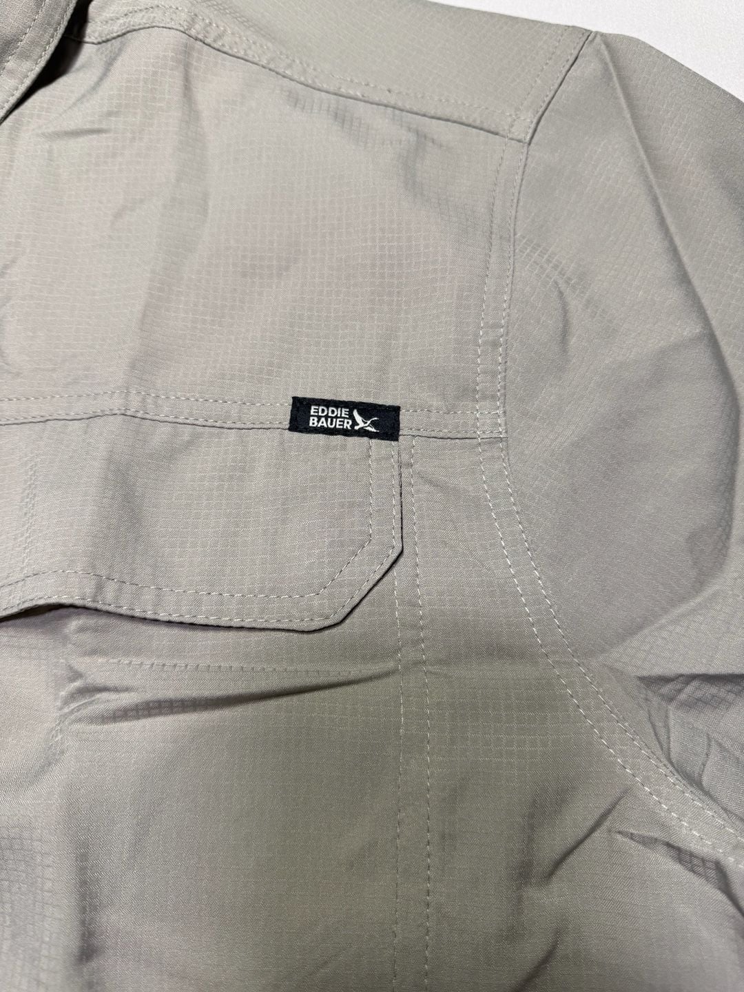 Eddie Bauer Woven Tech Shirt Short Sleeve Grey Size XXL 4