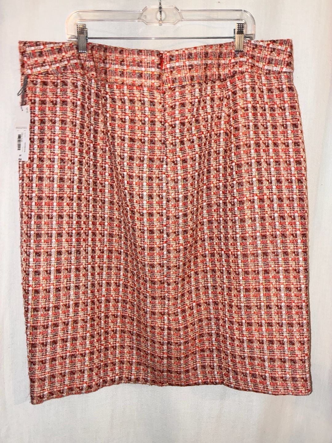 Liz Claiborne Coral Plaid Tweed Skirt Size 20T 9