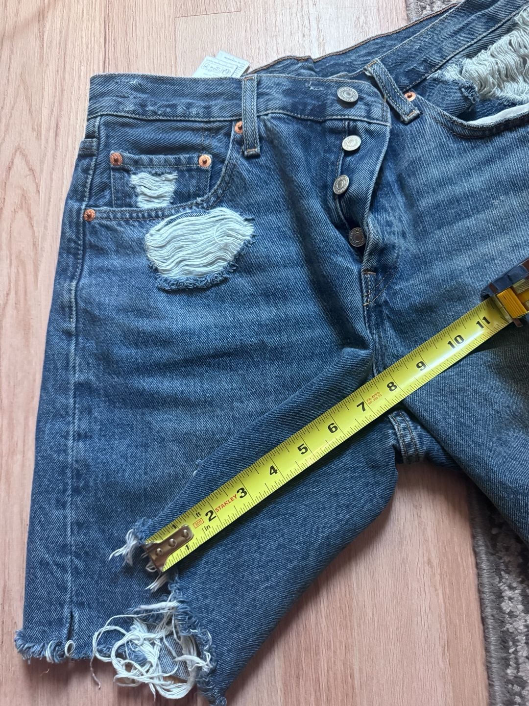 Levi's 501 Original Distressed Denim Shorts 4