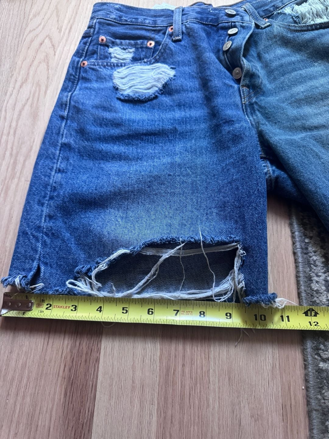 Levi's 501 Original Distressed Denim Shorts 6