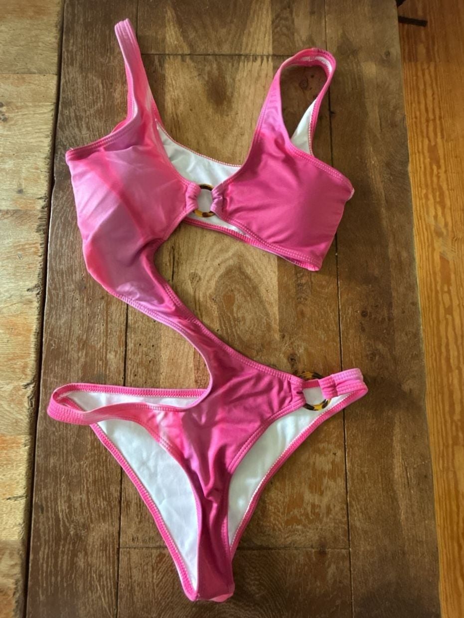Pink Tie-Dye Cutout One-Piece Swimsuit Size S 1