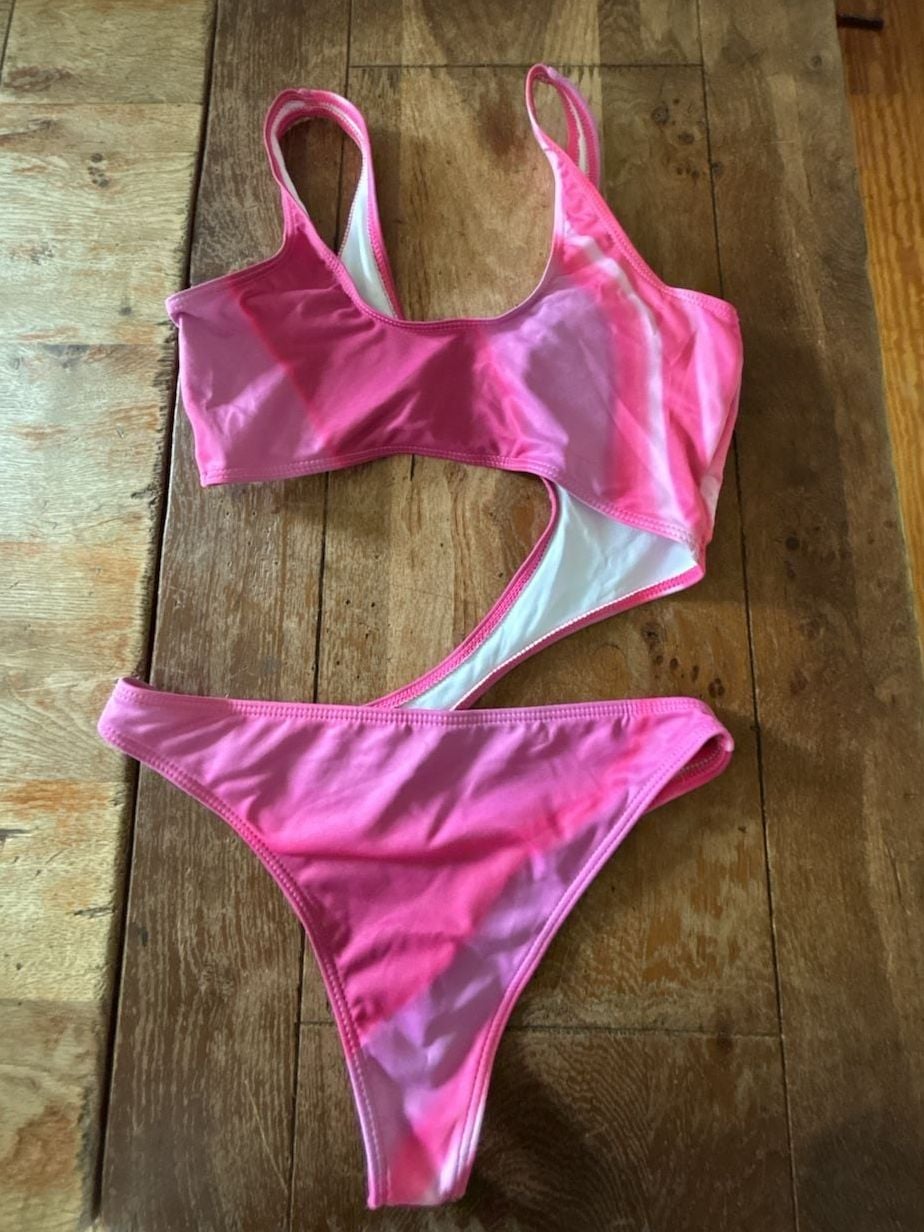 Pink Tie-Dye Cutout One-Piece Swimsuit Size S 4