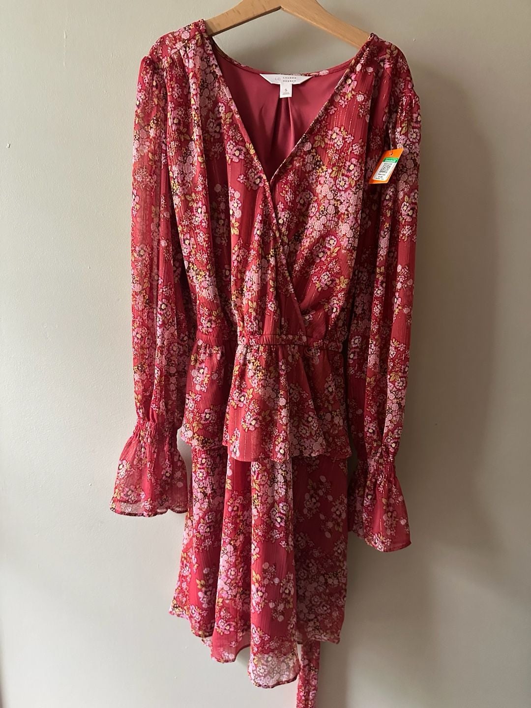 LC Lauren Conrad Floral Long Sleeve Wrap Dress Size S 3