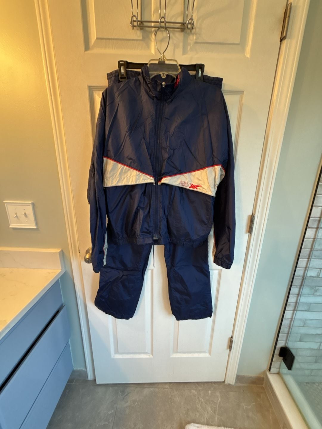 Vintage Asics Nylon Tracksuit Navy Blue Size M 1