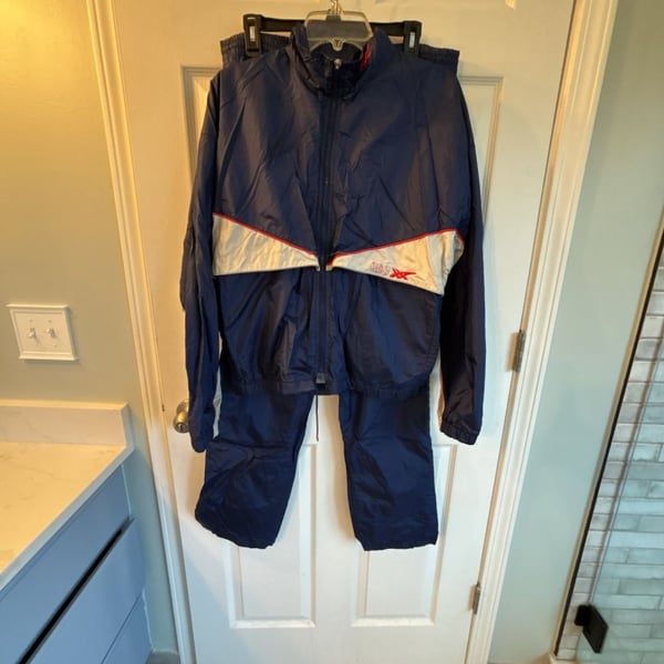 Vintage Asics Nylon Tracksuit Navy Blue Size M