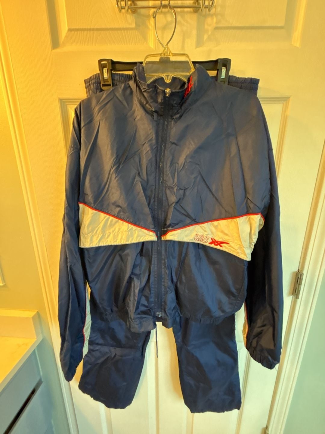 Vintage Asics Nylon Tracksuit Navy Blue Size M 2