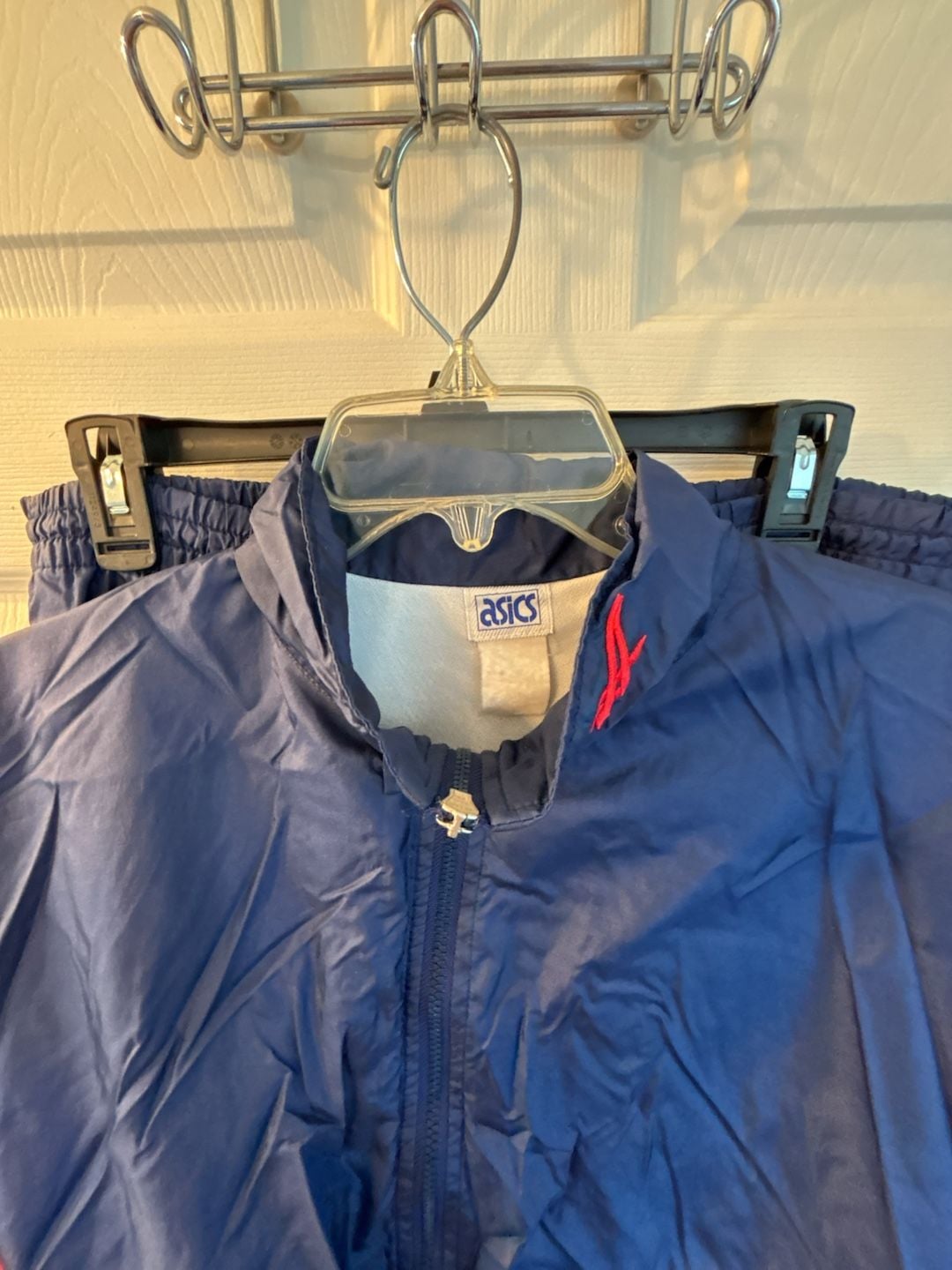 Vintage Asics Nylon Tracksuit Navy Blue Size M 3