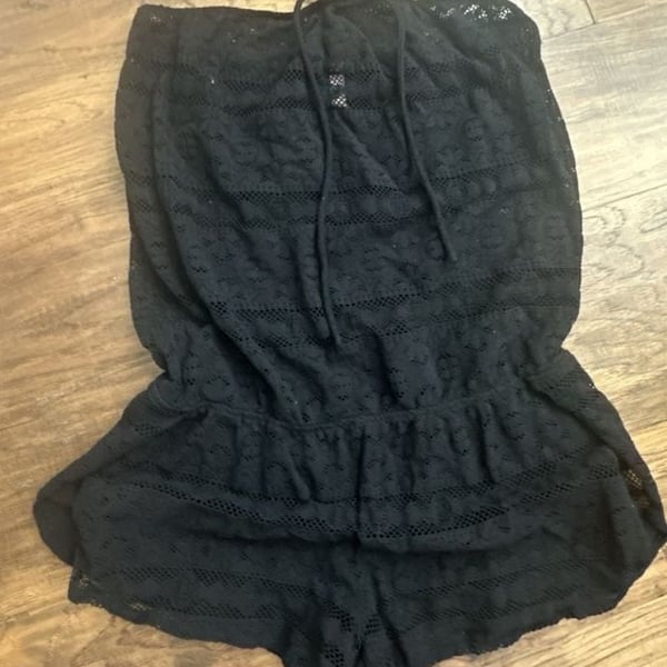 Victoria's Secret Black Lace Strapless Romper/ Swim Coverup Size M