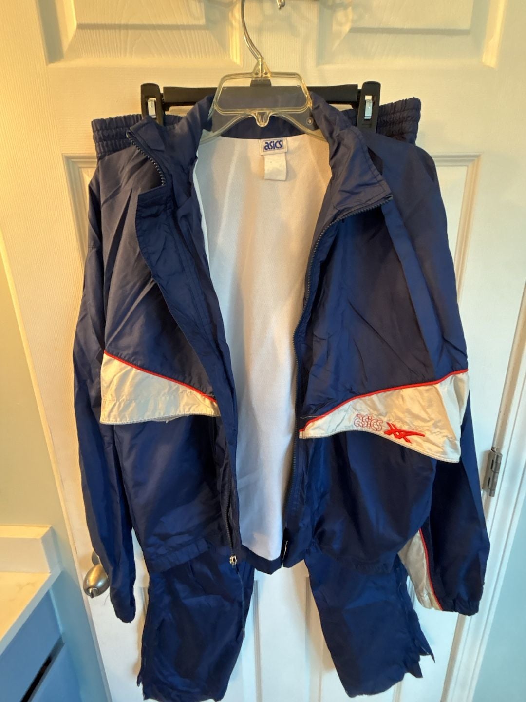 Vintage Asics Nylon Tracksuit Navy Blue Size M 12
