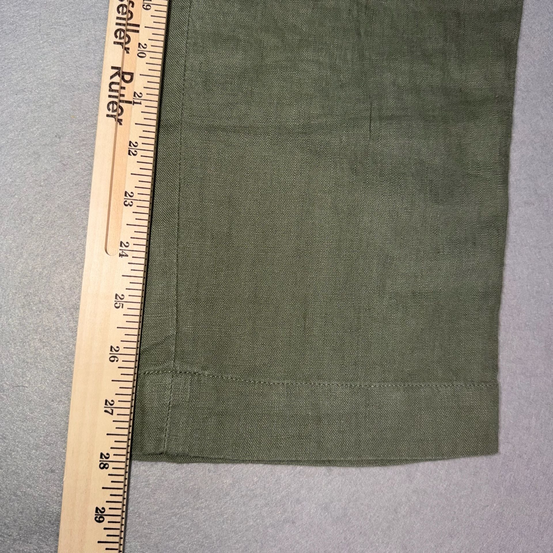 Talbots Linen Pants Women's Petite P Olive Green Drawstring Pull-On 100% Linen Lightweight 8