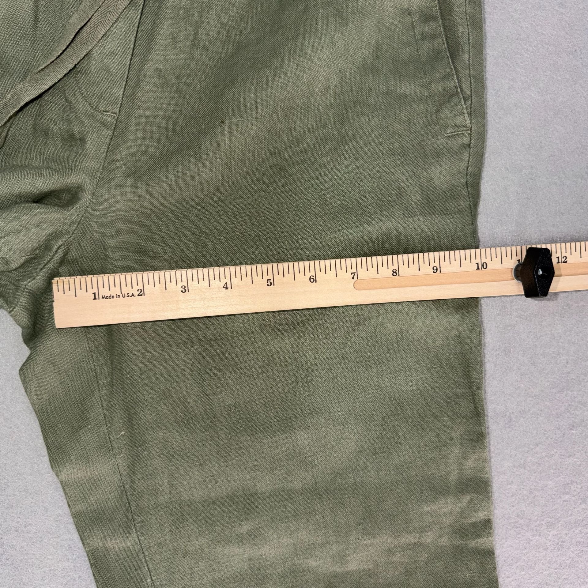 Talbots Linen Pants Women's Petite P Olive Green Drawstring Pull-On 100% Linen Lightweight 10