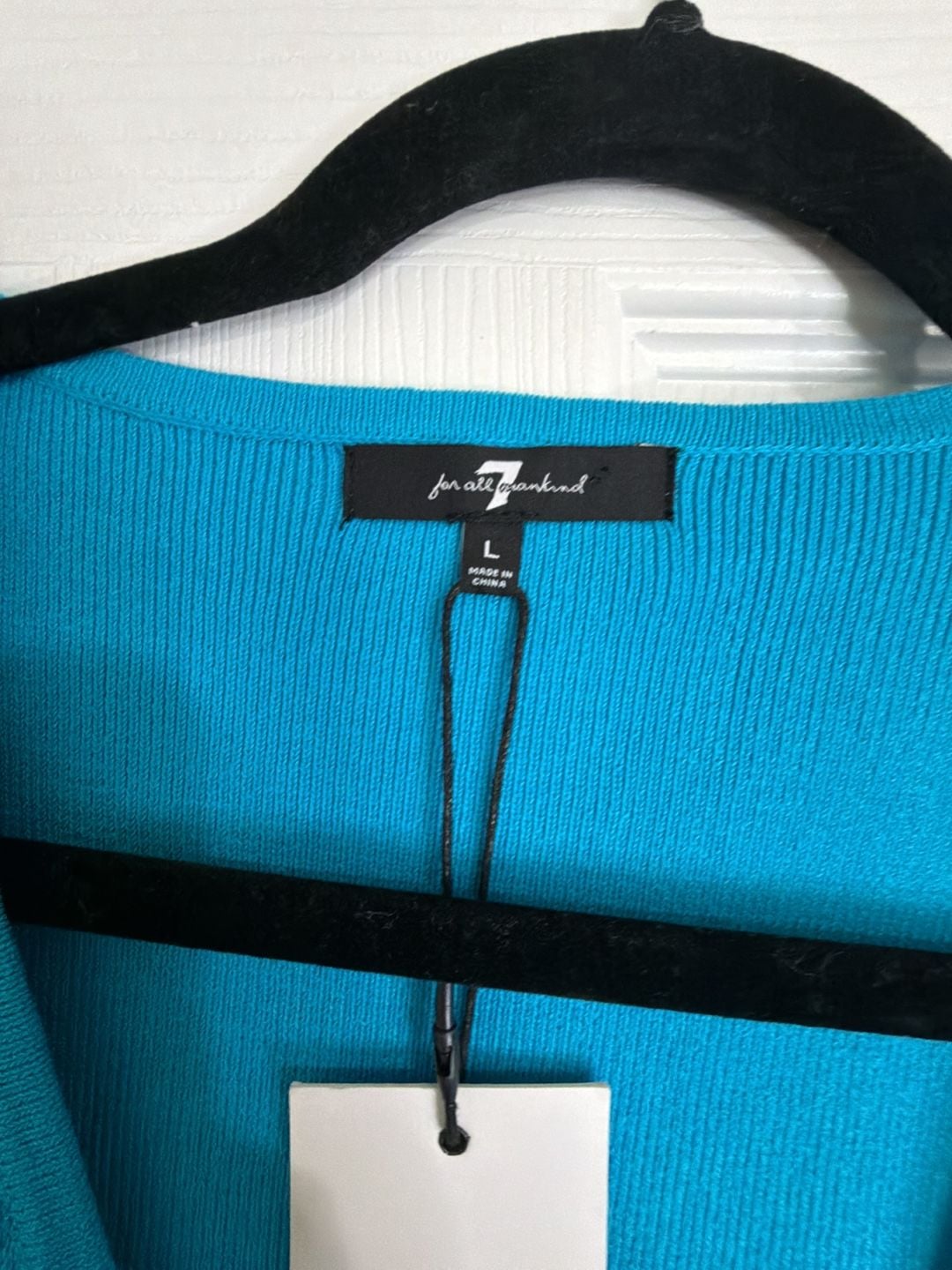 7 For All Mankind Blue Tie-Front Cropped Cardigan Size L 2