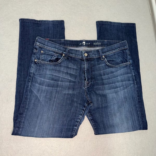7 For All Mankind Jeans Mens 38 Blue Austyn Relaxed Straight Leg Stretch Designer Denim
