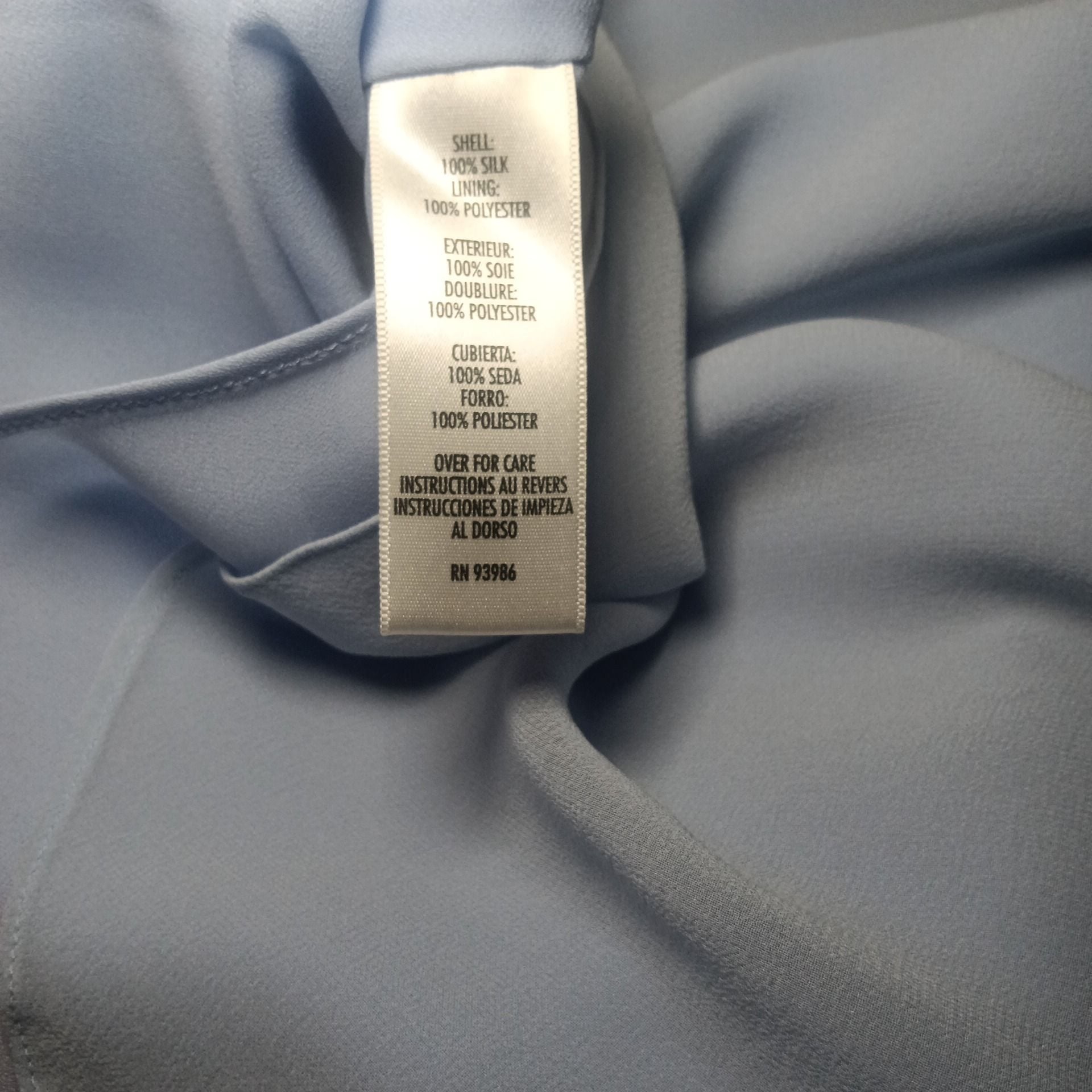 Casual Corner Light Blue Silk V-Neck Long Sleeve Blouse Size 12 9