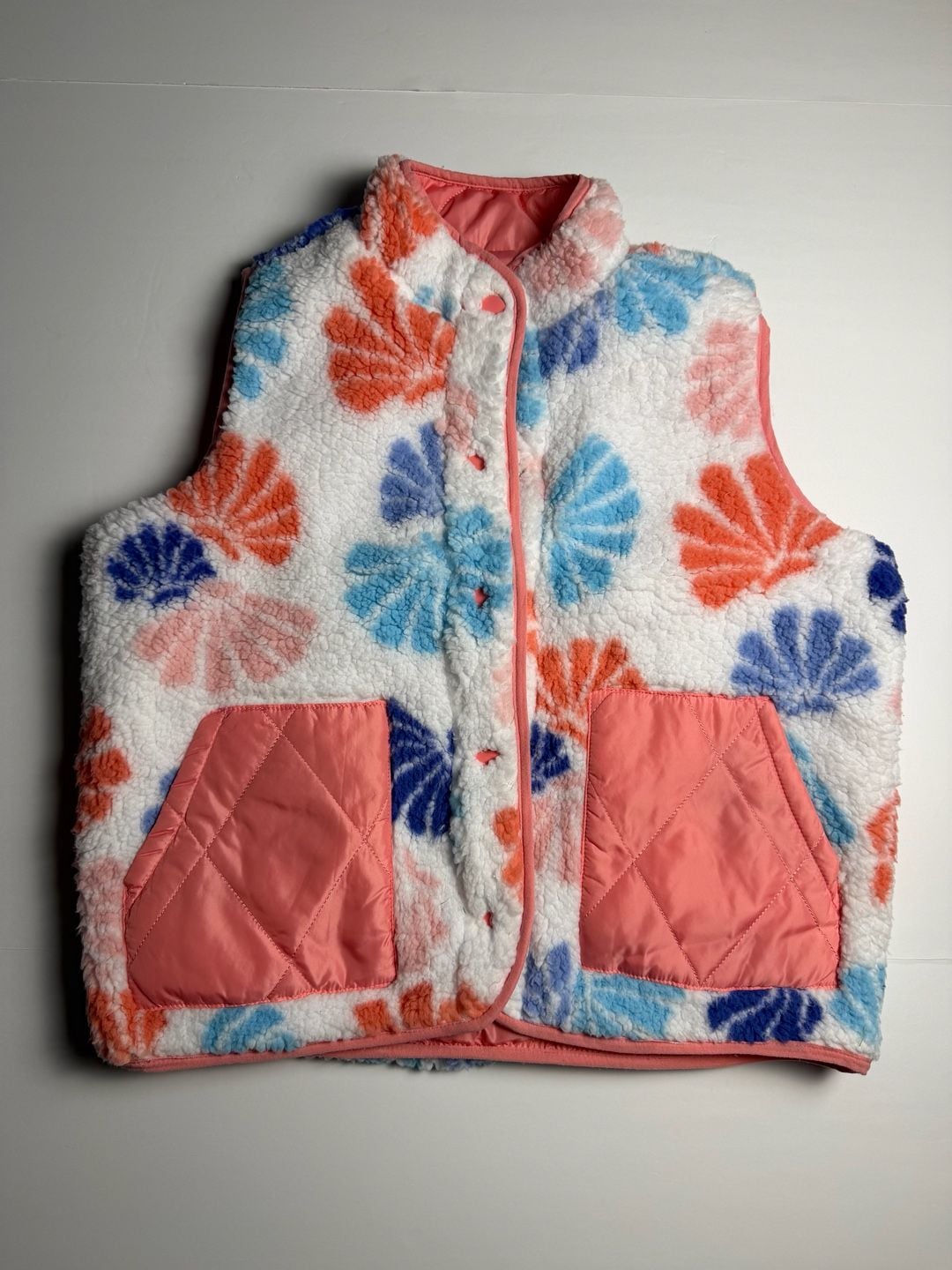 Onque Casual Shell Print Sherpa Fleece Vest 2