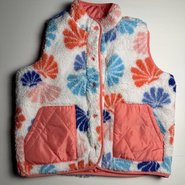 Onque Casual Shell Print Sherpa Fleece Vest