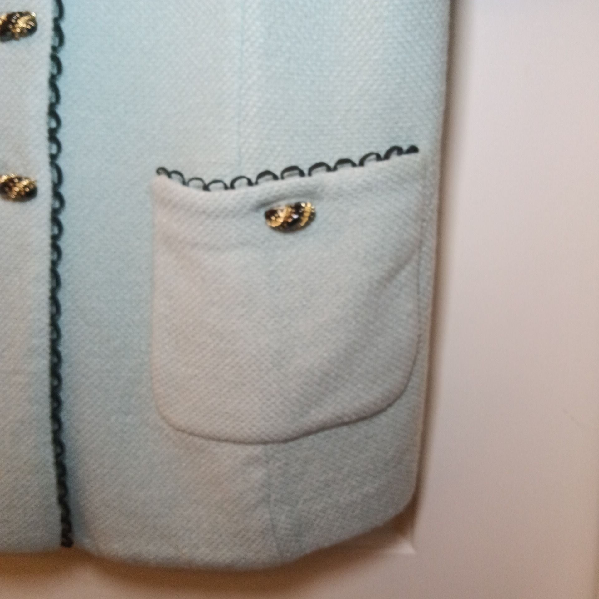 St. John Collection by Marie Gray Light Blue Knit Jacket Size 10 3