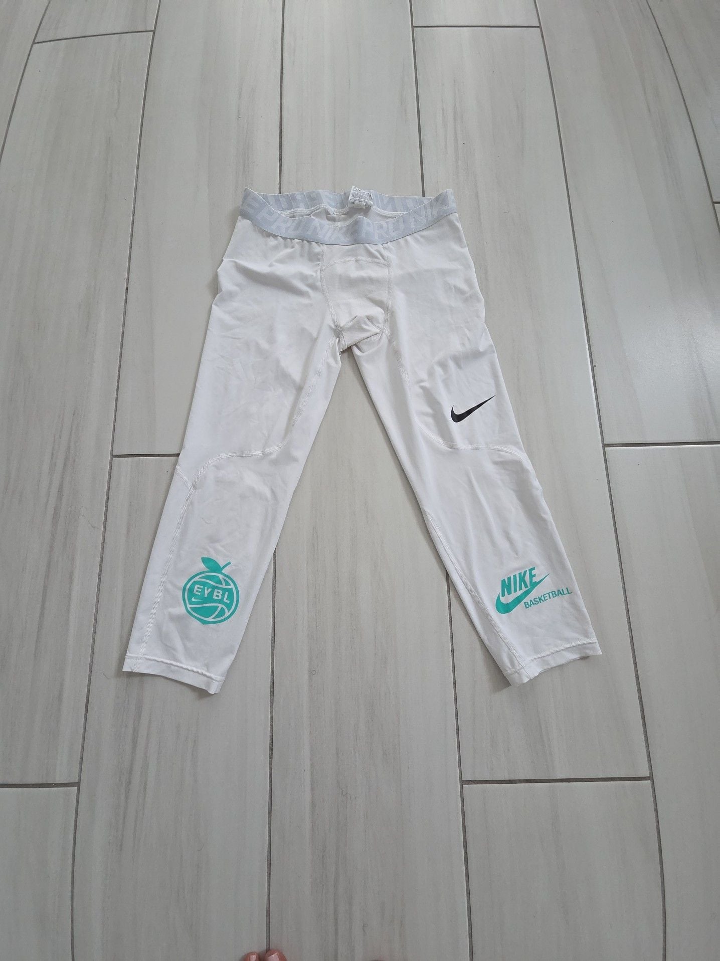 Nike Pro EYBL Basketball Compression 3/4 Tights White 3