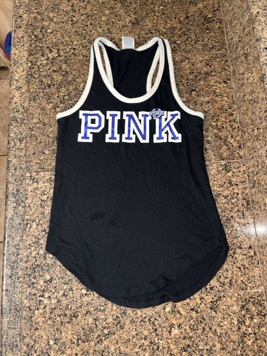 Victoria's Secret PINK Racerback Tank Top Black White Size XS 2