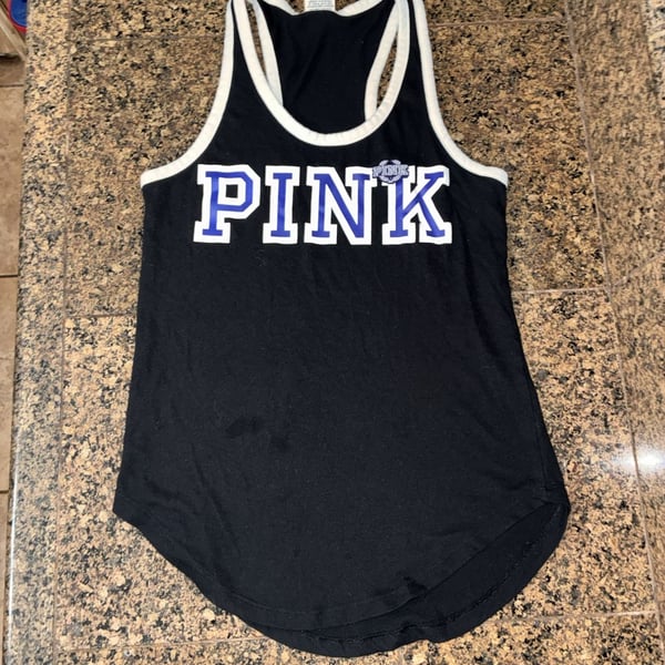 Victoria's Secret PINK Racerback Tank Top Black White Size XS