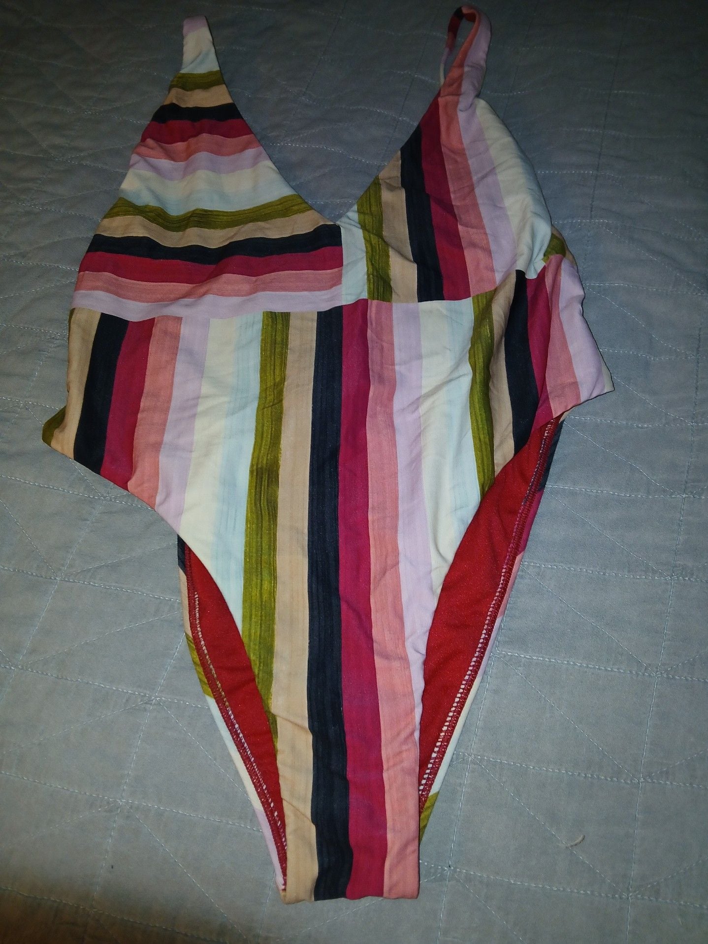 Billabong Women's Striped One-Piece Swimsuit Size L 1