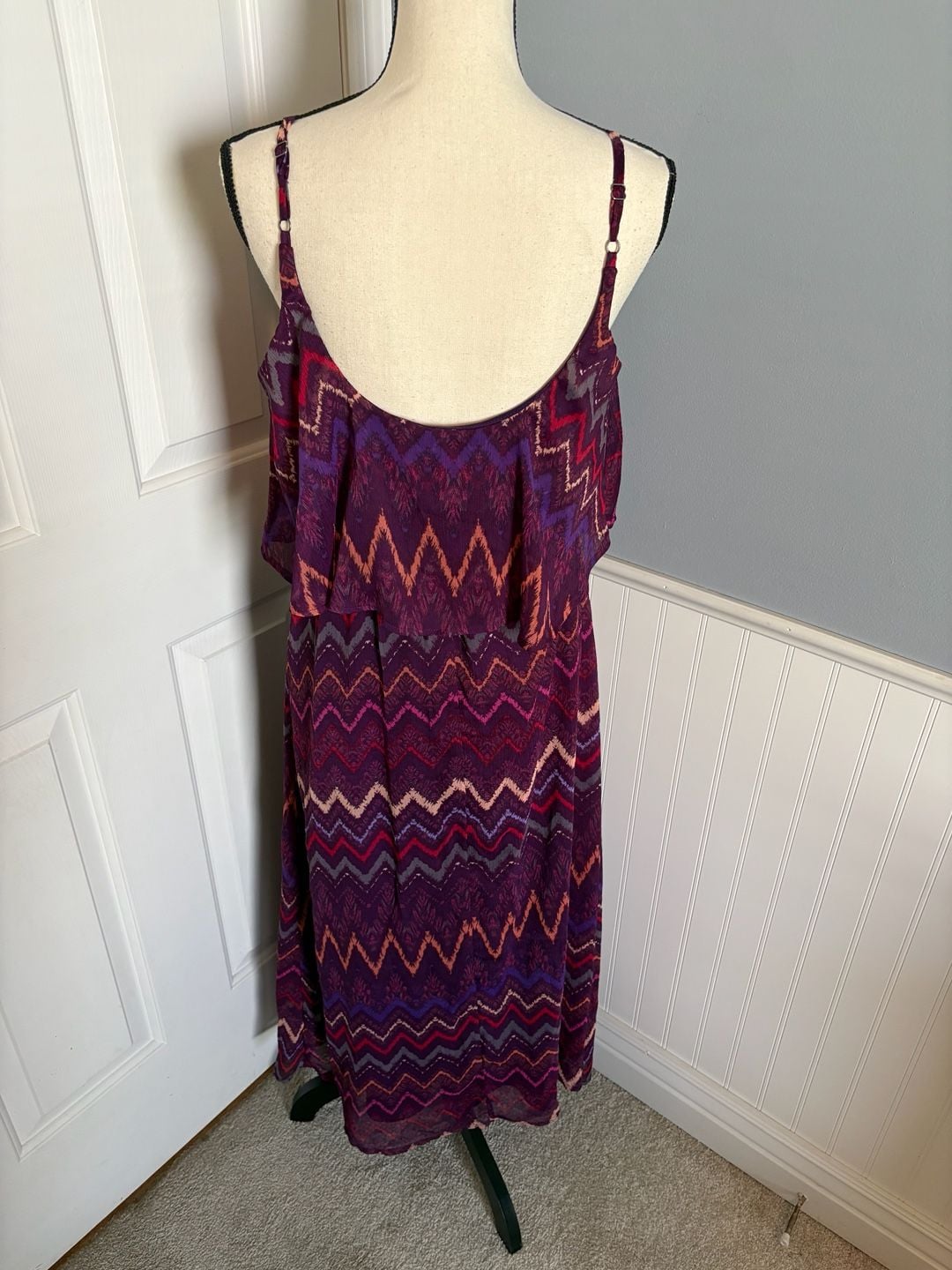 Faded Glory Tiered Maxi Dress Spaghetti Straps Size Large 5