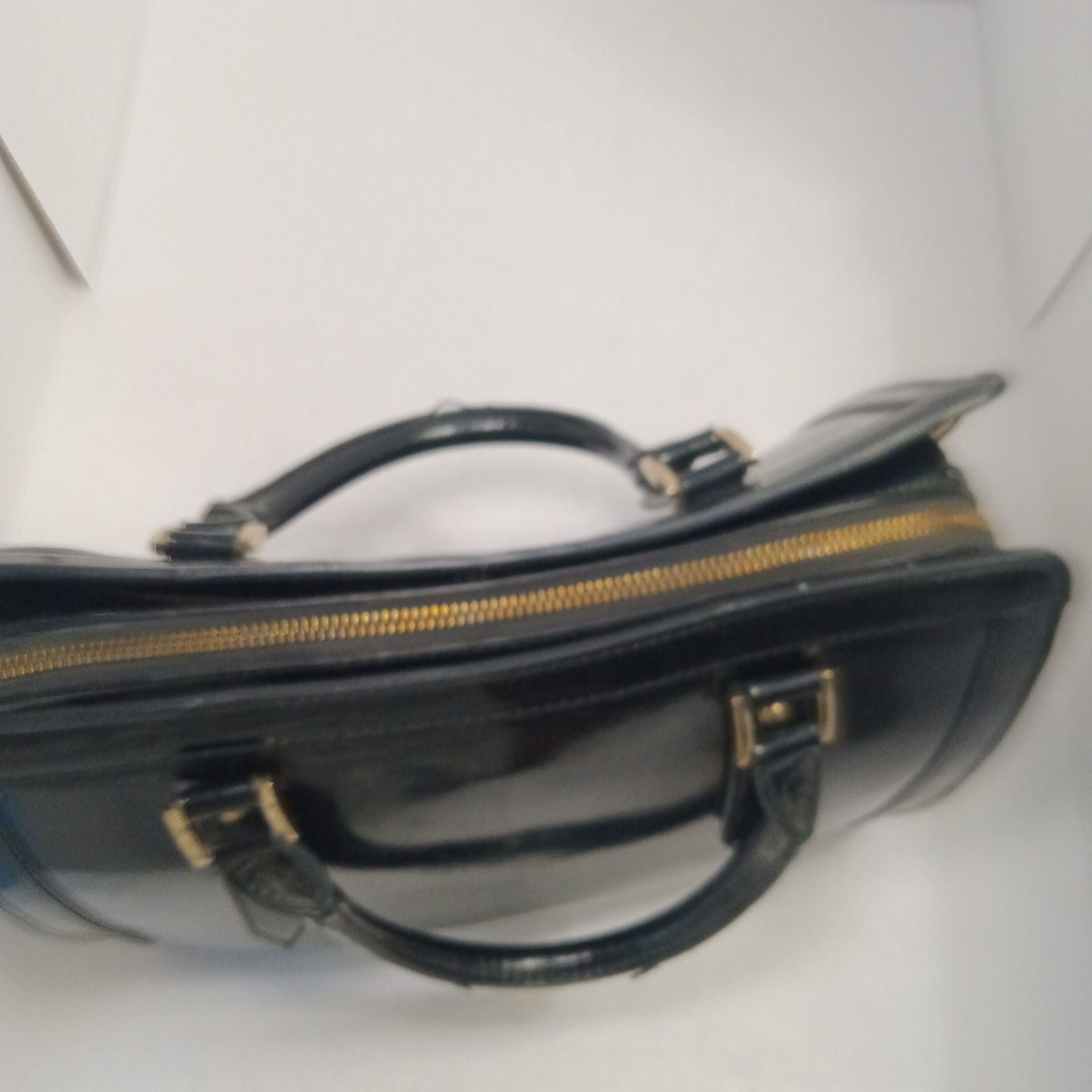 The Limited Black Patent Faux Leather Satchel Handbag 7