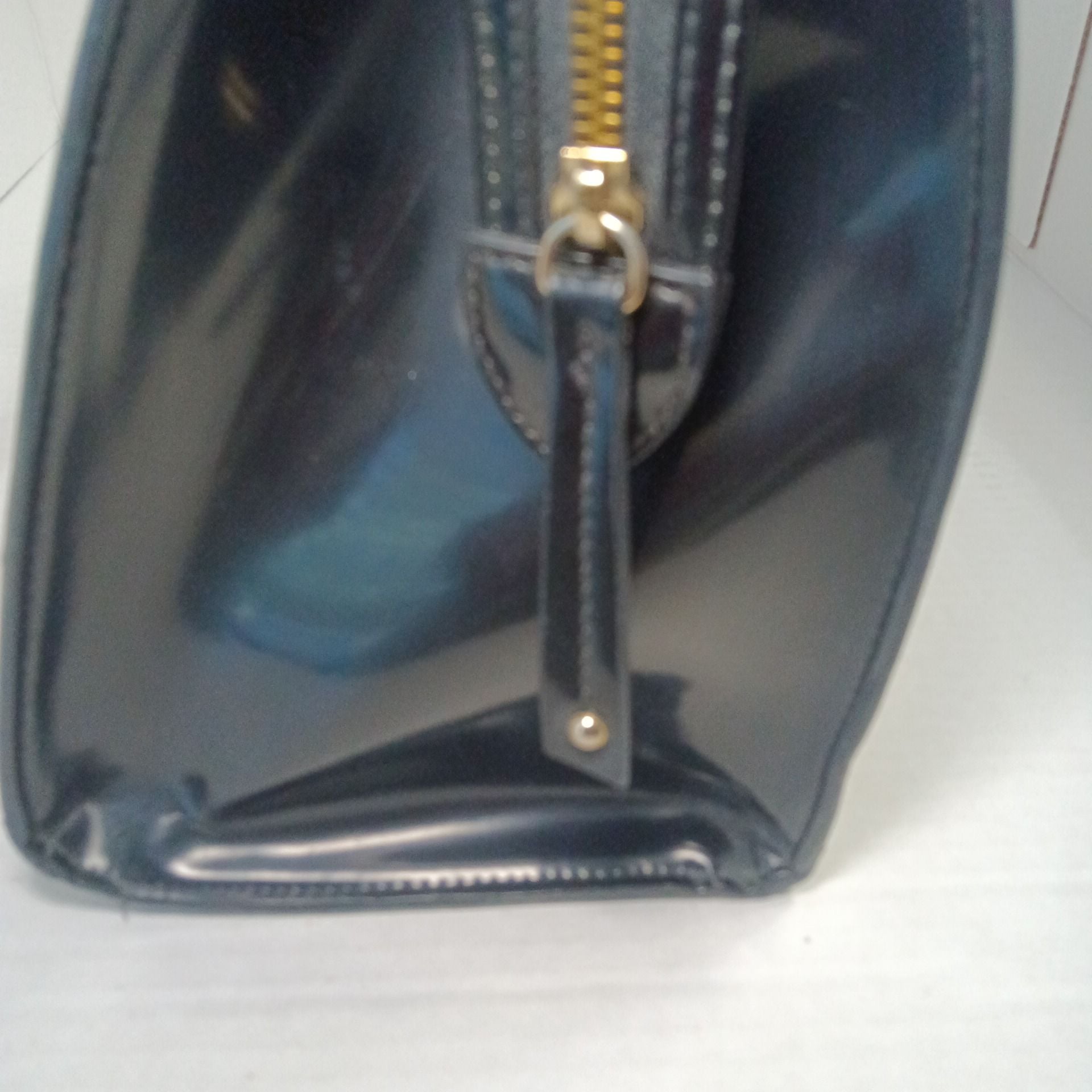 The Limited Black Patent Faux Leather Satchel Handbag 8