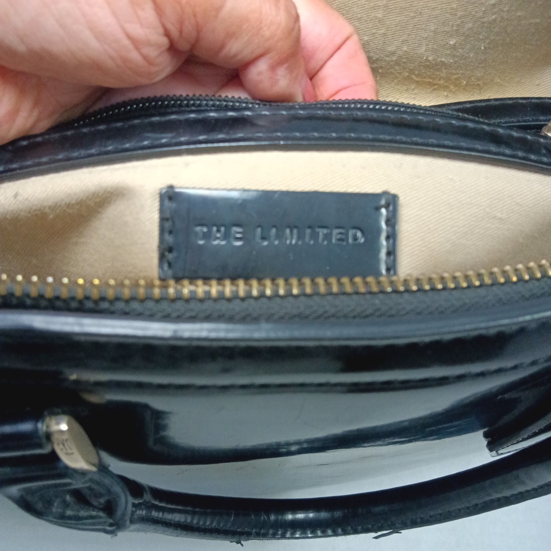 The Limited Black Patent Faux Leather Satchel Handbag 9
