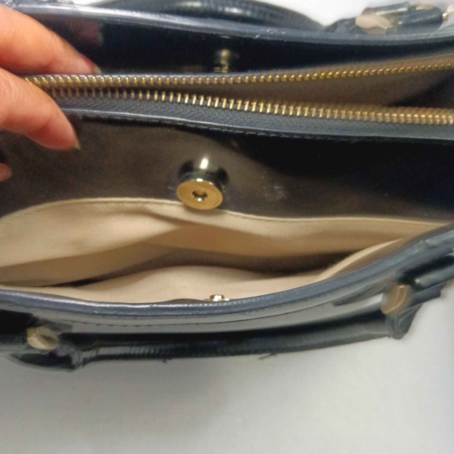 The Limited Black Patent Faux Leather Satchel Handbag 11