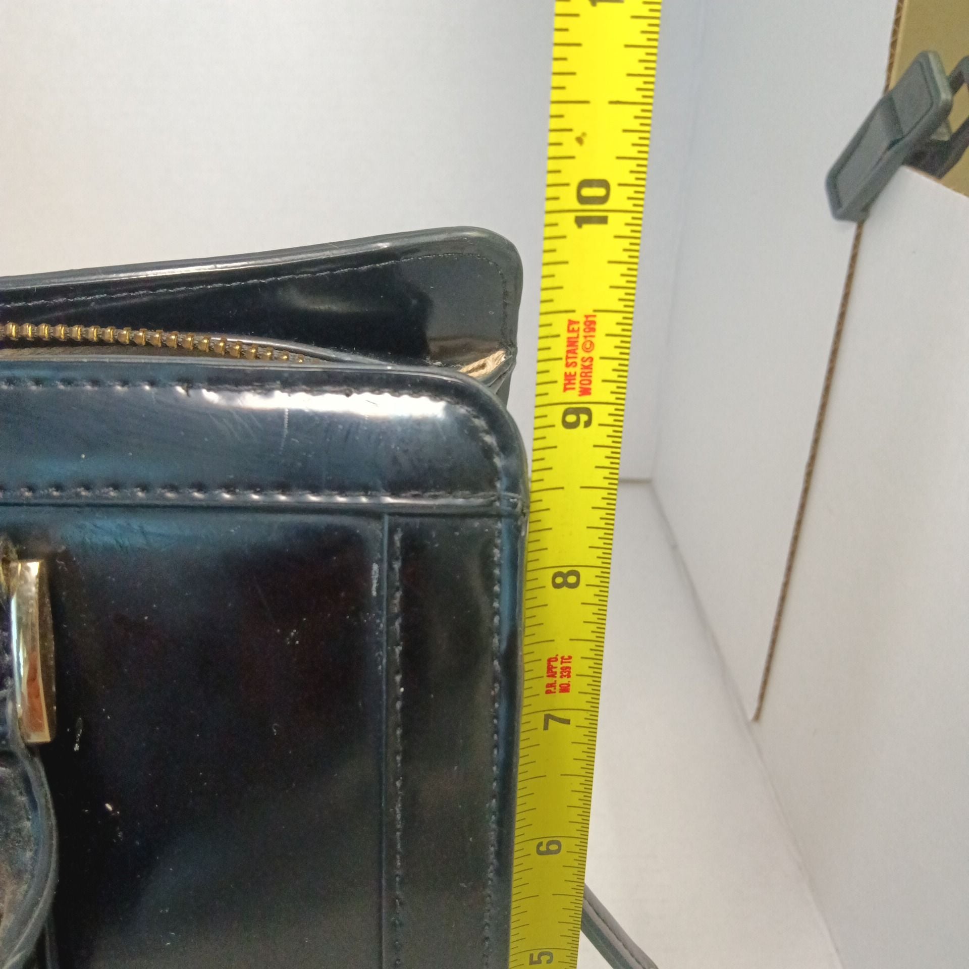 The Limited Black Patent Faux Leather Satchel Handbag 13