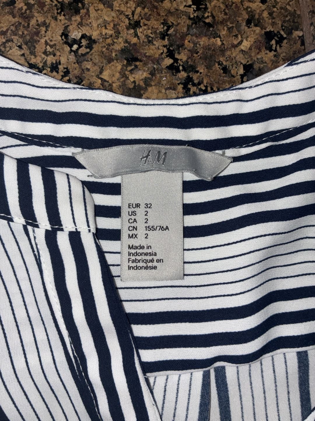 H&M Sleeveless Striped Drawstring Waist Dress Size 2 2
