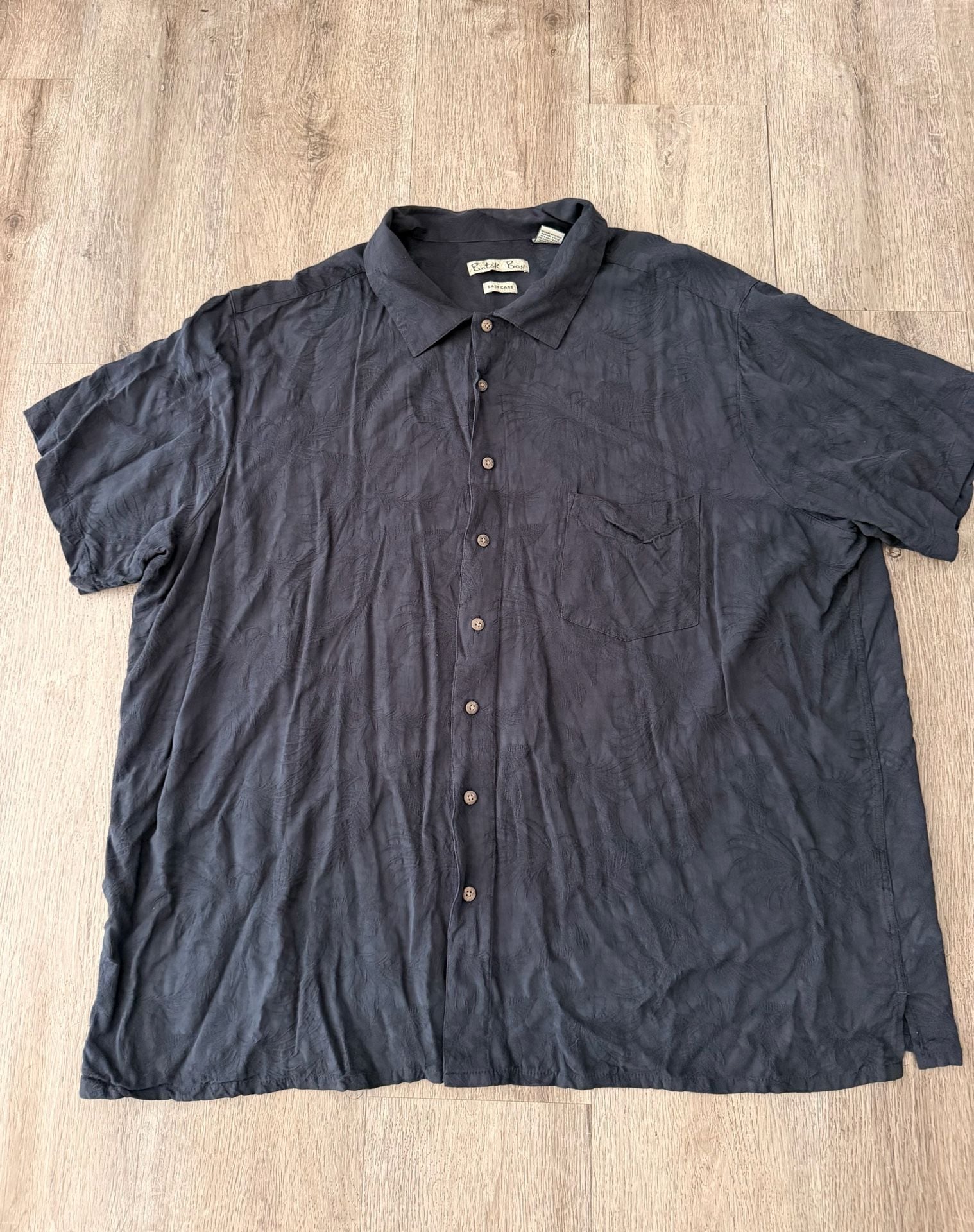 Batik Bay Short Sleeve Button Down Shirt Black Tropical Print Size 3XB 2