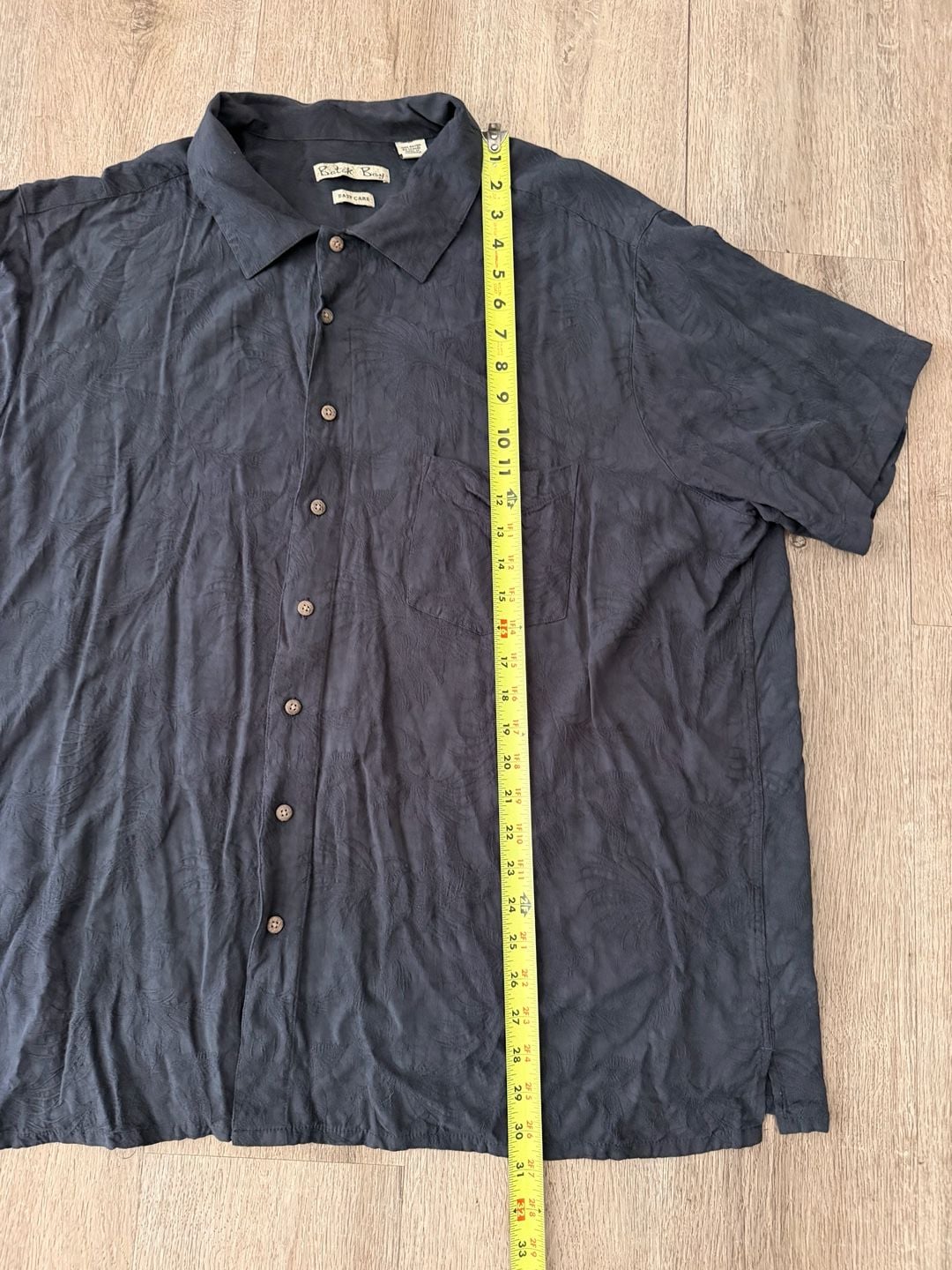 Batik Bay Short Sleeve Button Down Shirt Black Tropical Print Size 3XB 5