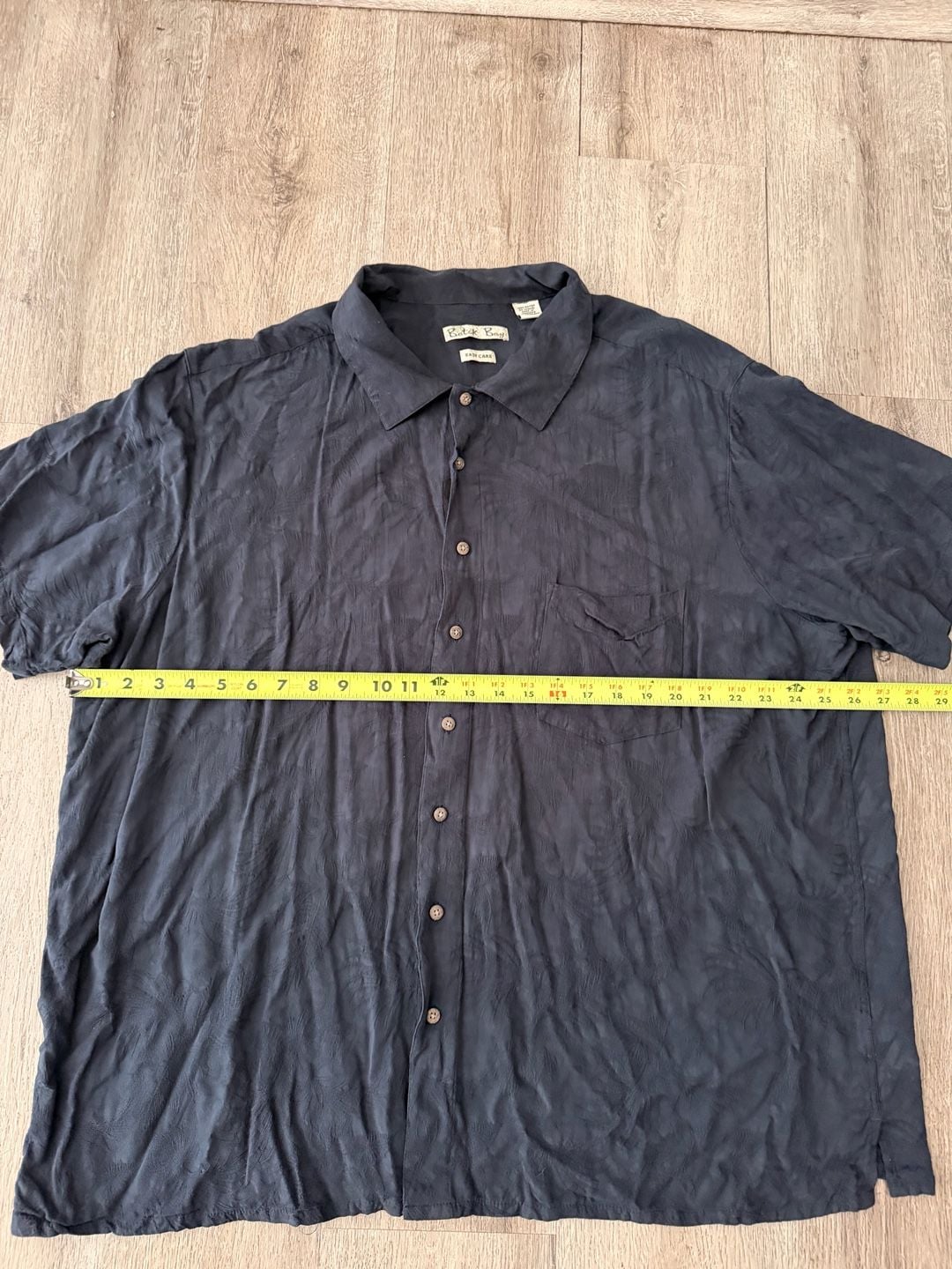 Batik Bay Short Sleeve Button Down Shirt Black Tropical Print Size 3XB 6