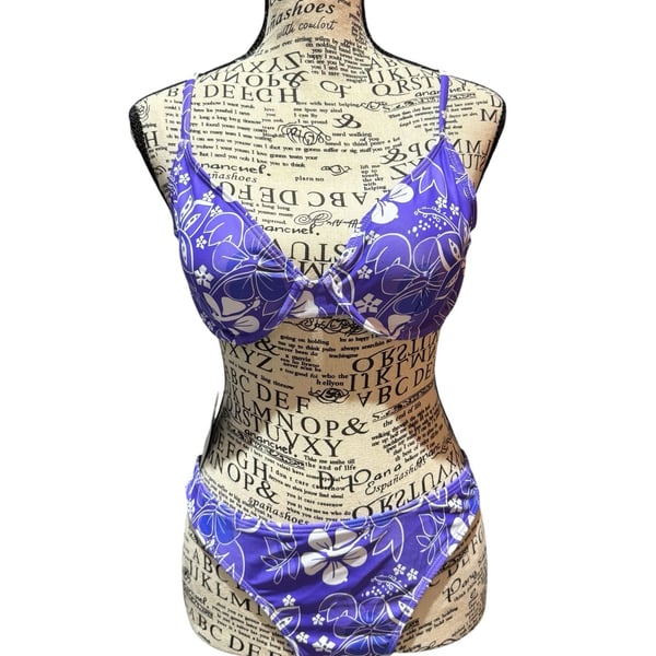NWT Cupshe Purple Tropical Floral Underwire Bikini Set Medium
