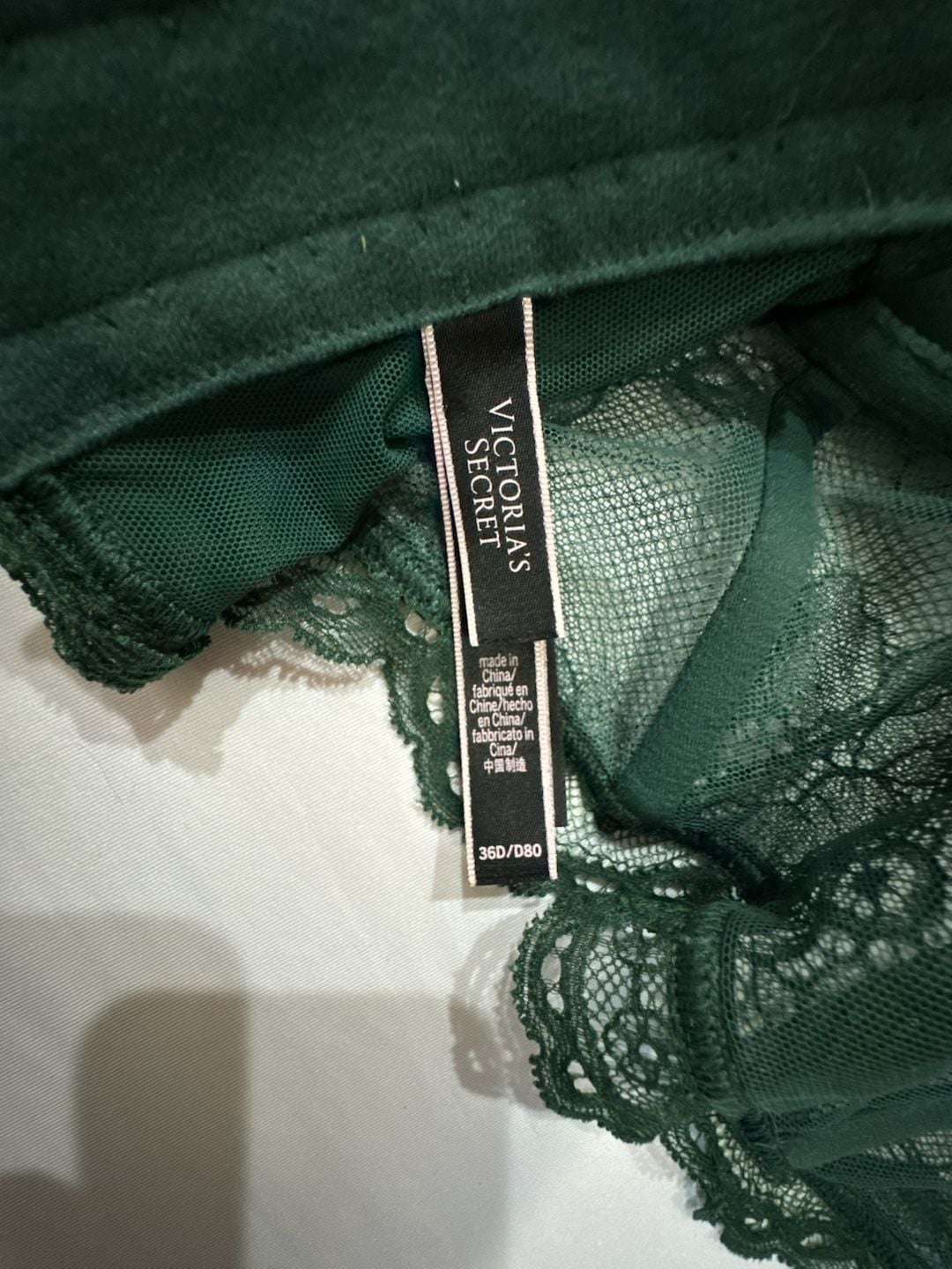 N445 Victoria's Secret Lace Bustier Bra Dark Green 36D 3