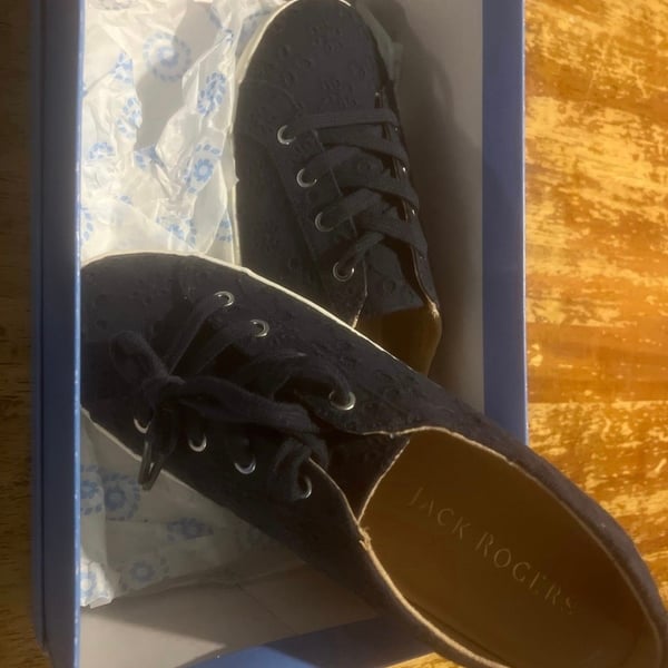 Jack Rogers Lace Up Eyelet Sneaker Midnight Navy Size 8.5M